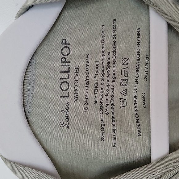 Loulou Lollipop Short Sleeve Unisex Tencel Bodysuit Size 18-24M in "Sage" - Picture 5 of 5